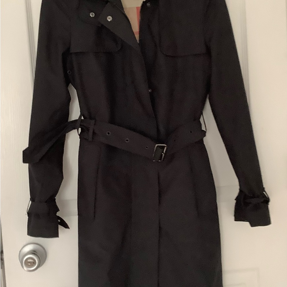 Burberry London women’s black raincoat Tess,size 4 R, Ita 38